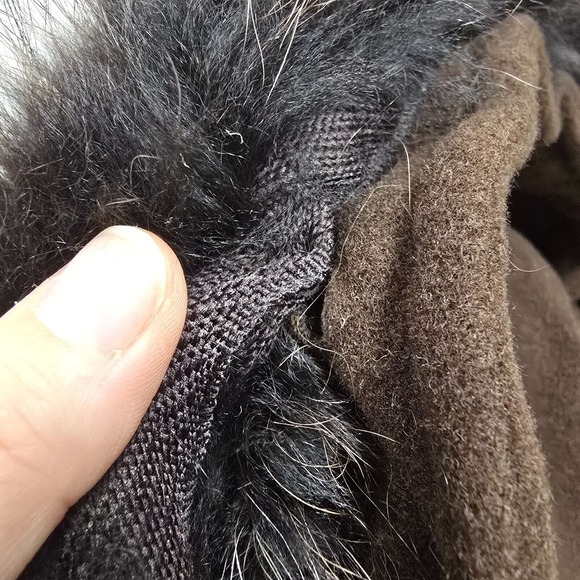 Vintage Utex Jacket Womens 10 Brown Button Up Wool Cashmere Removable Fur Earthy - Picture 13 of 14